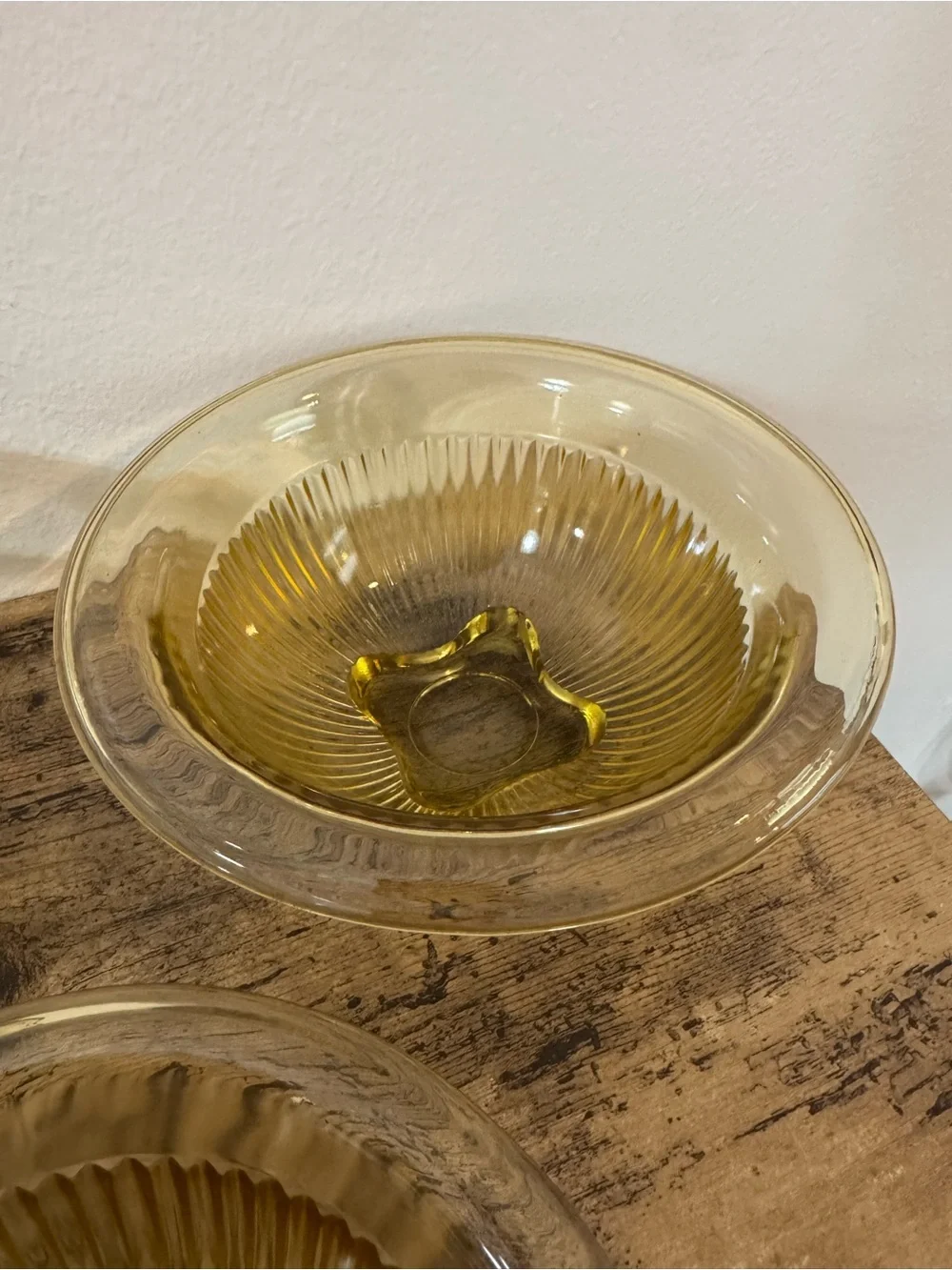 Vintage Amber Glass Dessert Bowls Set of 3 | Ribbed Glass Serving Bowls